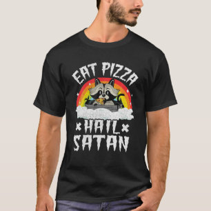 Camiseta Comer Pizza Hail Satan Raccoon Rainbow Kids Gracio