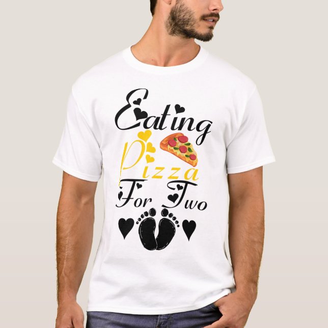 Camiseta Comer Pizza Para Dos Invitaciones De Embarazo Dive (Anverso)