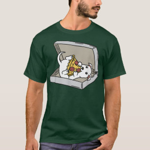 Camiseta Comer pizza perro blanco