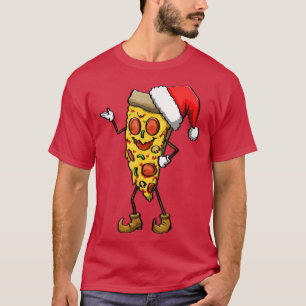 Camiseta Comer Pizza Santa Claus Gorra Mujeres Graciosas Pi