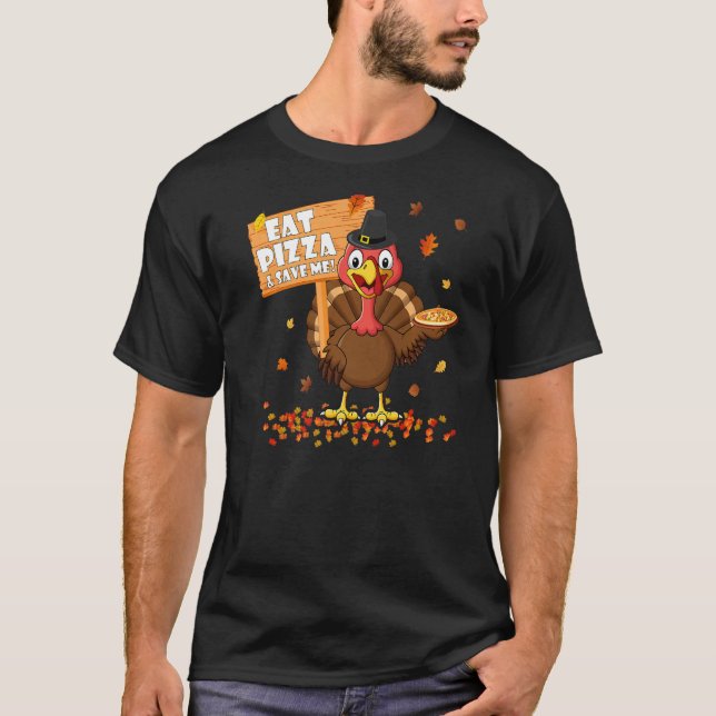 Camiseta Comer pizza y salvar a Turquía niños vegan adultos (Anverso)
