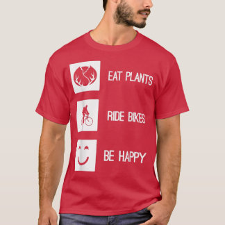 Camiseta Comer Plantas En Bicicletas Sé Feliz Vegetario Veg