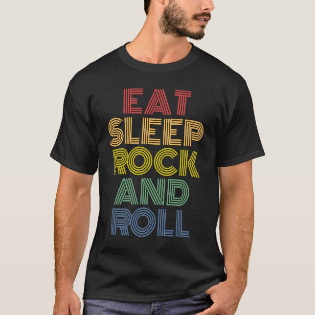 Camiseta Comer rock de sueño y rock retro de rollo 70's 80s (Anverso)