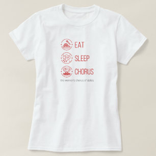 Camiseta Comer Rojo. Duerme. Coro.
