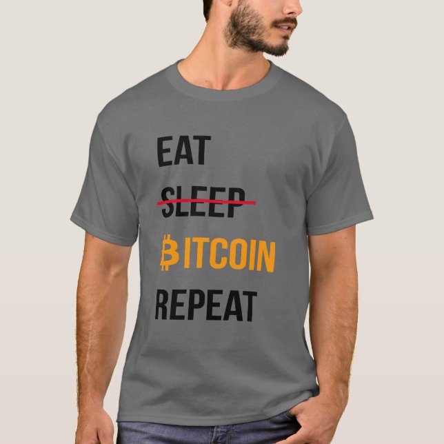Camiseta Comer sin suspensión Bitcoin repetir (Anverso)