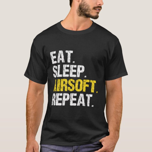 Camiseta Comer Sleep Airsoft Repetir aire suave regalo dive (Anverso)
