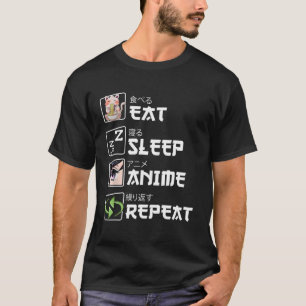 Camiseta Comer Sleep Anime Repetir , Anime Manga S Regalos