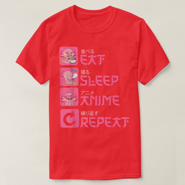 Camiseta Comer Sleep Anime Repetir Aolotl Kawaii Anime Mang (Diseño del anverso)