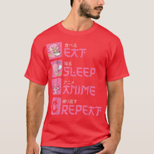 Camiseta Comer Sleep Anime Repetir Aolotl Kawaii Anime Mang