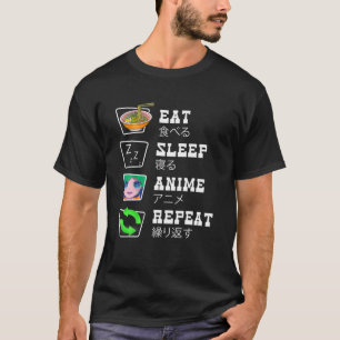 Camiseta Comer Sleep Anime Repetir Funny Anime Lover Japoné