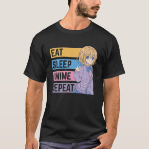 Camiseta Comer Sleep Anime Repetir, Funny Otaku Kawaii Anim