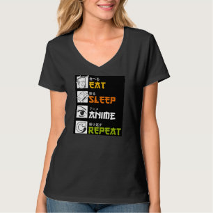 Camiseta Comer Sleep Anime Repetir Idea de Regalo Cosplayer