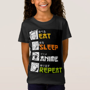 Camiseta Comer Sleep Anime Repetir Idea de Regalo Cosplayer