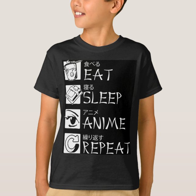 Camiseta Comer Sleep Anime Repetir Idea de Regalo Cosplayer (Anverso)