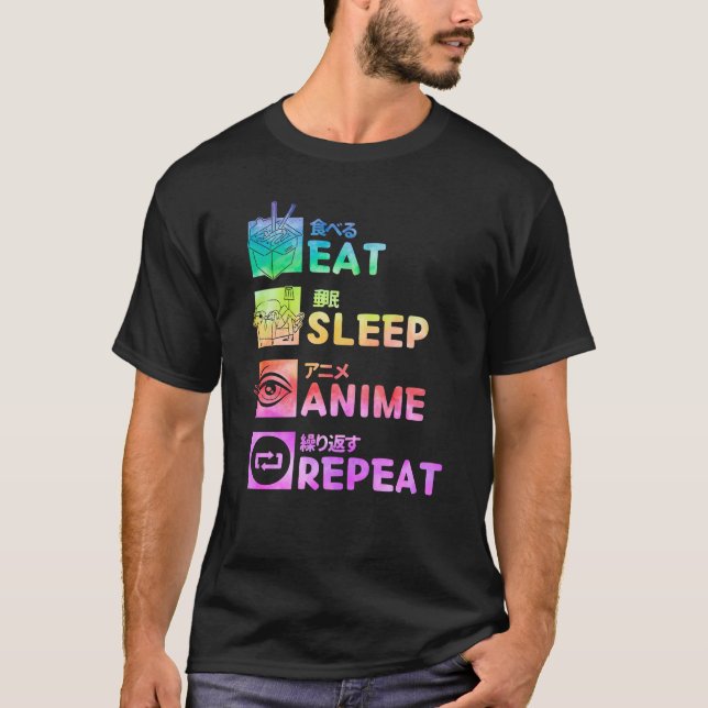Camiseta Comer Sleep Anime Repetir los regalos de Kawaii Ti (Anverso)