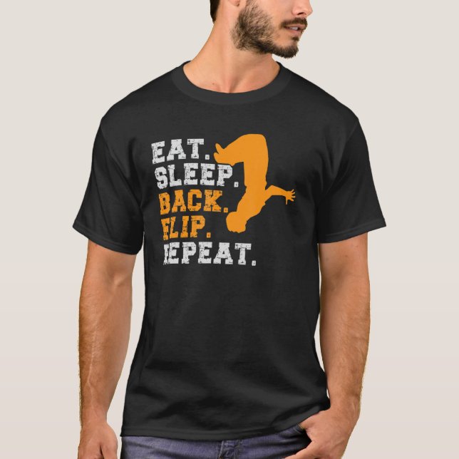 Camiseta Comer Sleep Back Flip Repetir Actividad De Hobby E (Anverso)