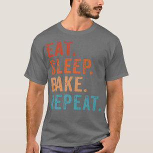 Camiseta Comer Sleep Bake Repetir Vintage Funny Bakers