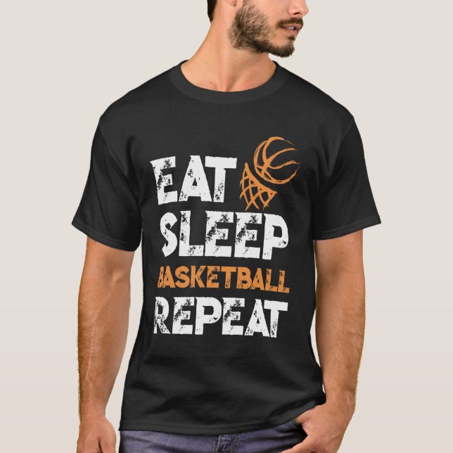 Camiseta Comer Sleep Basketball Repetir Dunk Regalo (Anverso)