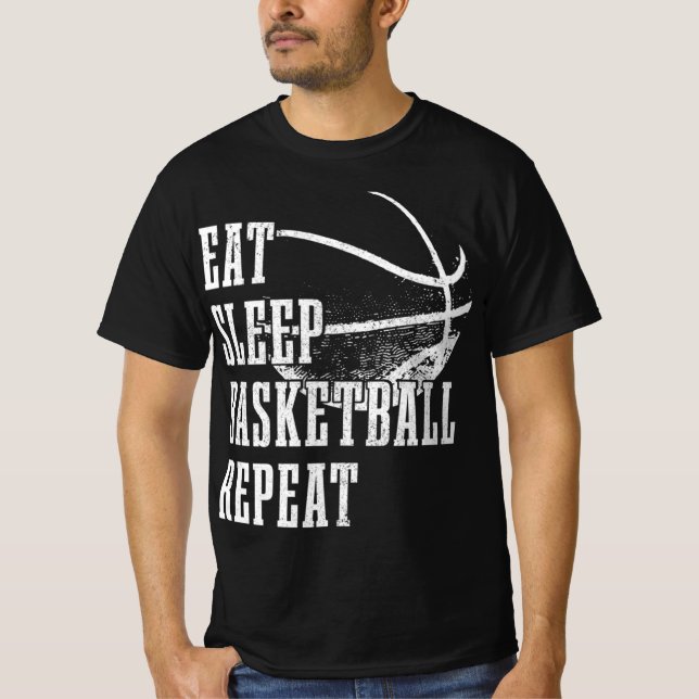 Camiseta Comer Sleep Basketball Repetir jugador de balonces (Anverso)