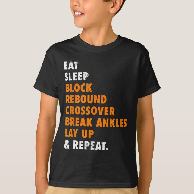 Camiseta Comer Sleep Basketball Repetir regalo divertido pa (Anverso)