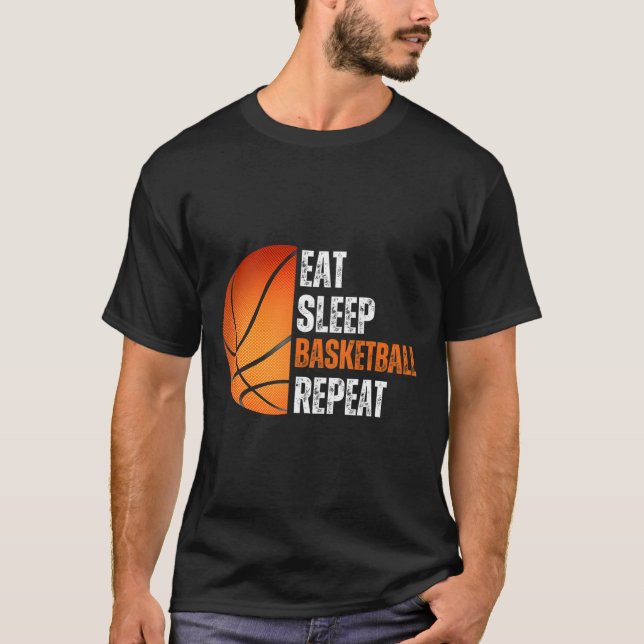 Camiseta Comer Sleep Basketball Repetir Regalo Para Fa De B (Anverso)
