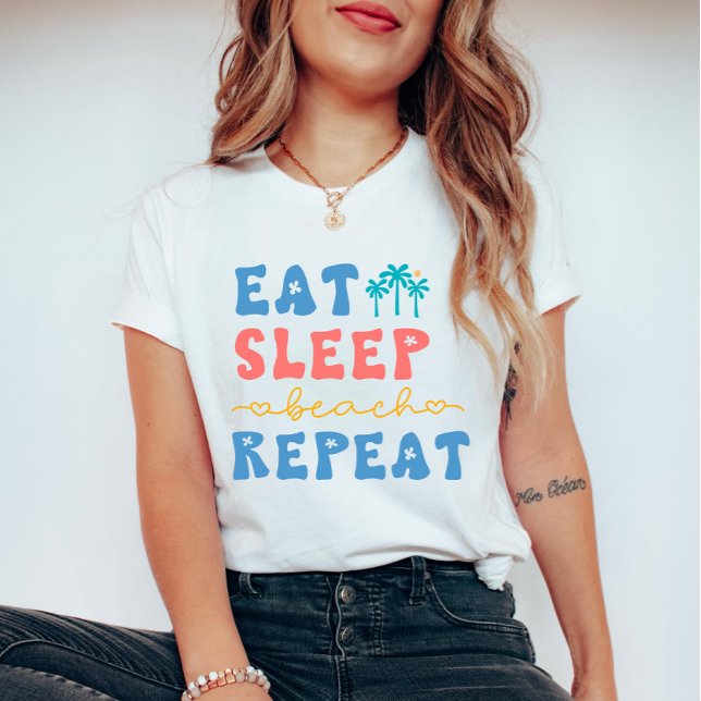 Camiseta Comer Sleep Beach Repetir Vibes De Verano (Subido por el creador)