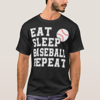 Camiseta Comer Sleep Béisbol Repetir Catcher Pitcher Funny