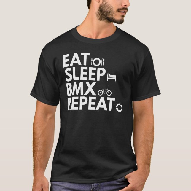 Camiseta Comer Sleep Bmx Repetir bici Rampas Motocross (Anverso)