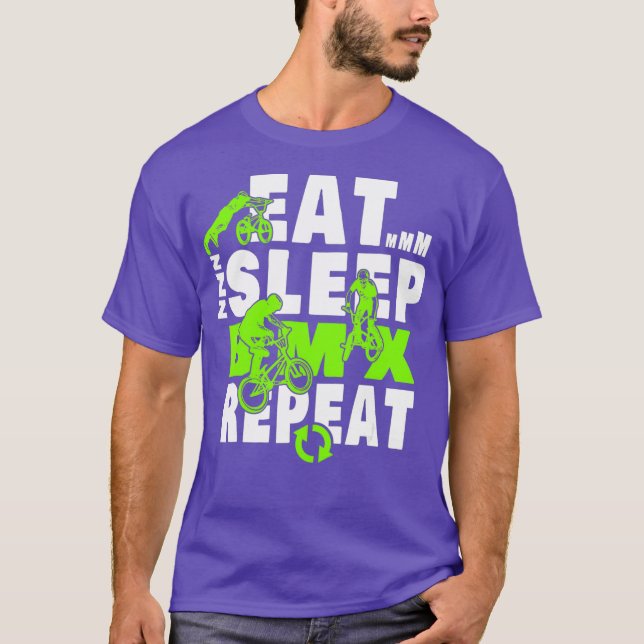 Camiseta Comer Sleep BMX Repetir Gracioso Regalo de Bicicle (Anverso)