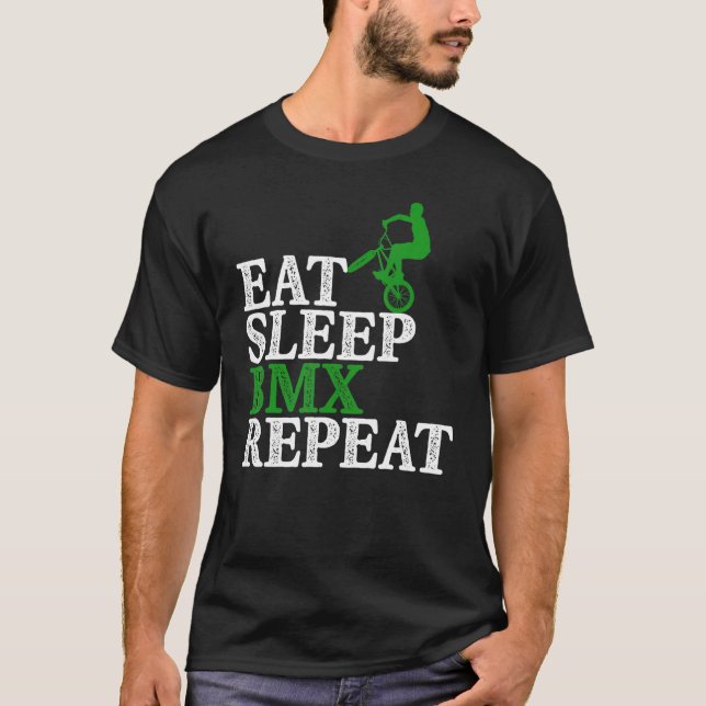 Camiseta Comer Sleep Bmx Repetir Motocross de bicicleta (Anverso)