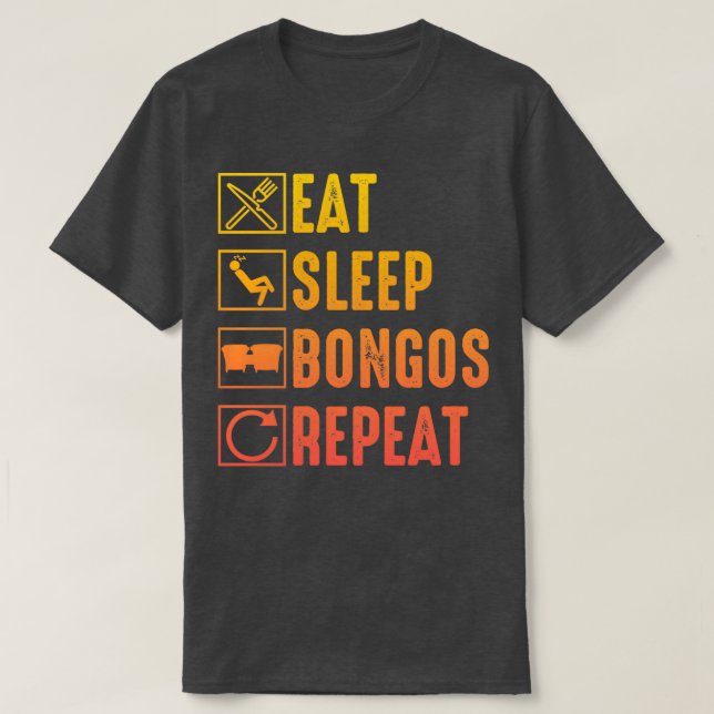Camiseta Comer Sleep Bongos Repetir Funny Bongo Drummer 7 (Diseño del anverso)