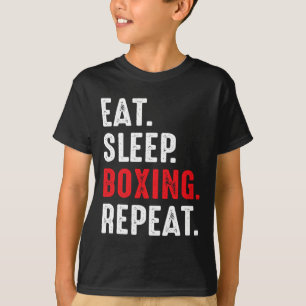 Camiseta Comer Sleep Boxing Repetir Gracioso Boxeador