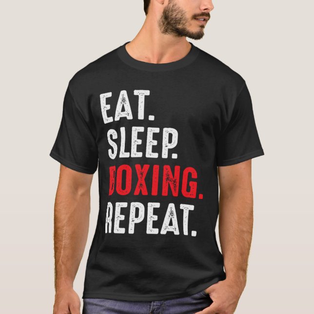 Camiseta Comer Sleep Boxing Repetir Gracioso Boxeador (Anverso)