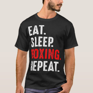 Camiseta Comer Sleep Boxing Repetir Gracioso Boxeador