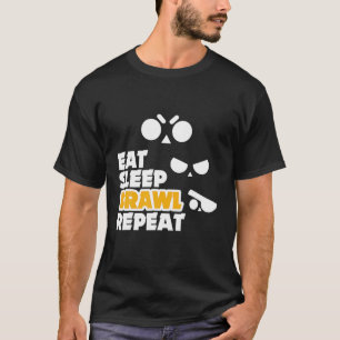 Camiseta Comer Sleep Brawl Repetir Juego Móvil Brawl con