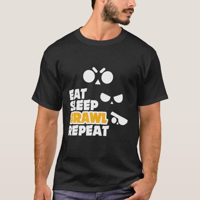Camiseta Comer Sleep Brawl Repetir Juego Móvil Brawl con (Anverso)