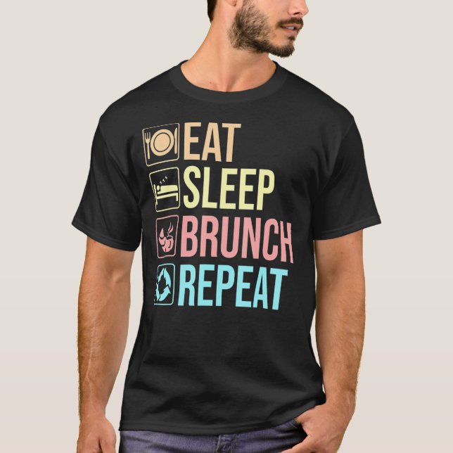 Camiseta Comer Sleep Brunch Squad Repetir el desayuno Coma  (Anverso)