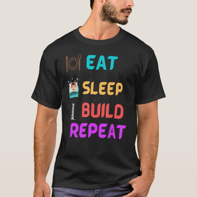 Camiseta Comer Sleep Build Repetir (Anverso)