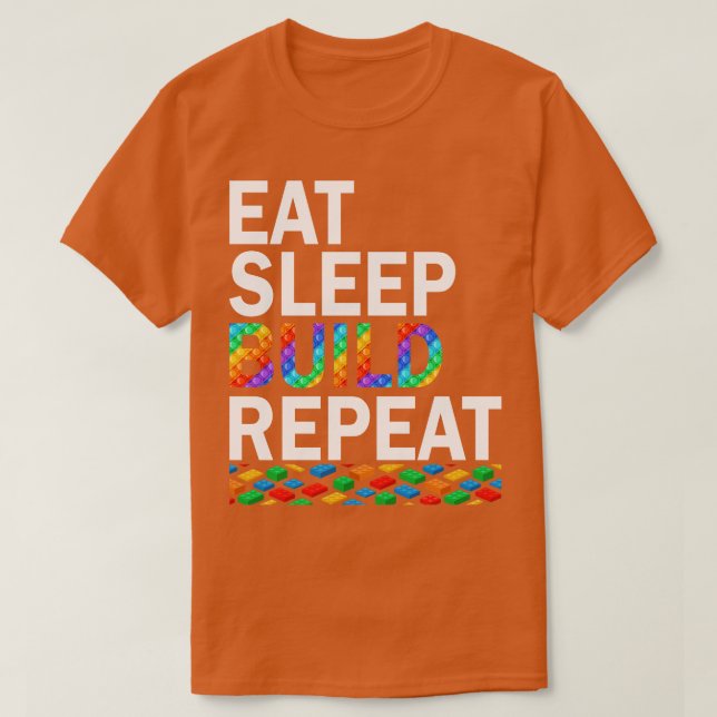 Camiseta Comer Sleep Build Repetir bloques de construcción  (Diseño del anverso)