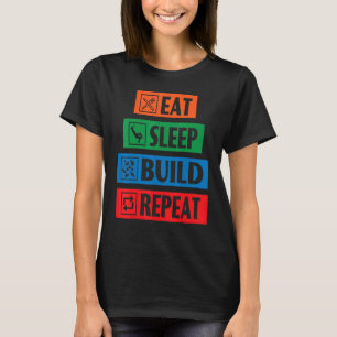 Camiseta Comer Sleep Build Repetir bloques de construcción 