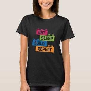 Camiseta Comer Sleep Build Repetir bloques de construcción 