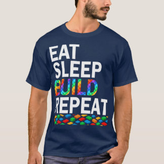 Camiseta Comer Sleep Build Repetir bloques de construcción 