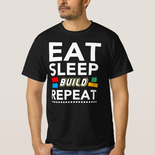 Camiseta Comer Sleep Build Repetir - Generador Bloques Ladr (Anverso)