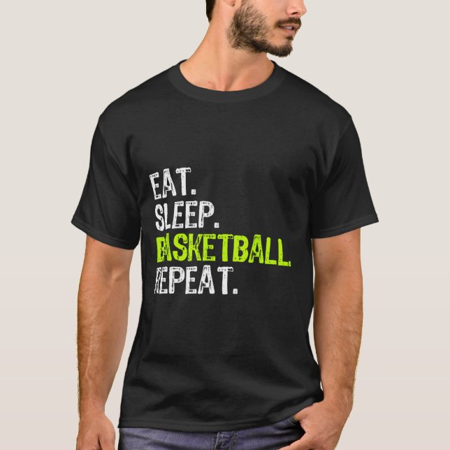 Camiseta Comer Sleep Bysketbyll Repetir al jugador Diversió (Anverso)