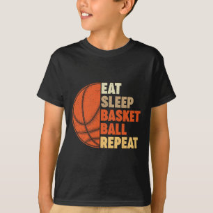 Camiseta Comer Sleep Bysketbyll Repetir Para Diversión Vint