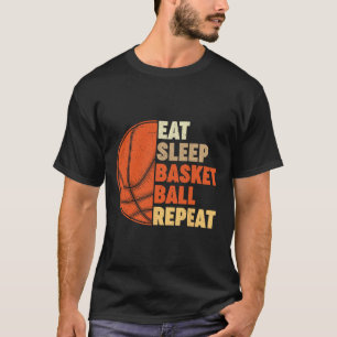 Camiseta Comer Sleep Bysketbyll Repetir Para Diversión Vint