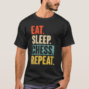 Camiseta Comer Sleep Chess Repetir Chess Retro Vintage