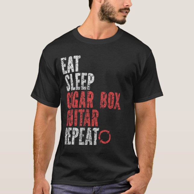 Camiseta Comer Sleep Cigar caja guitarra Repetir (Anverso)