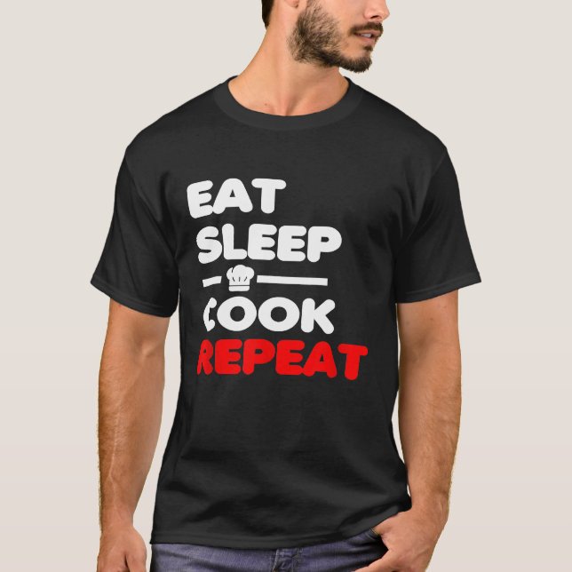 Camiseta Comer Sleep Cocinar Repetir Chef (Anverso)