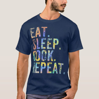 Camiseta Comer Sleep Cocinero Repetir Cocina Chef Almuerzo 